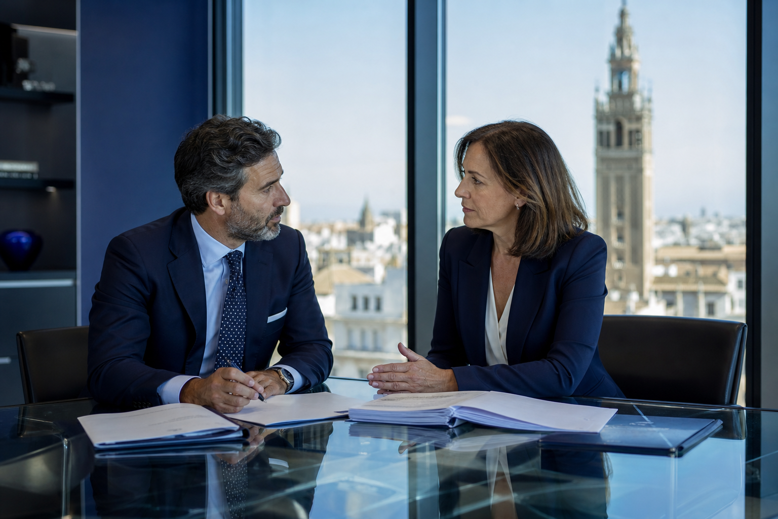 Equipo de abogados laboralistas en Sevilla — despacho con vistas a la Giralda