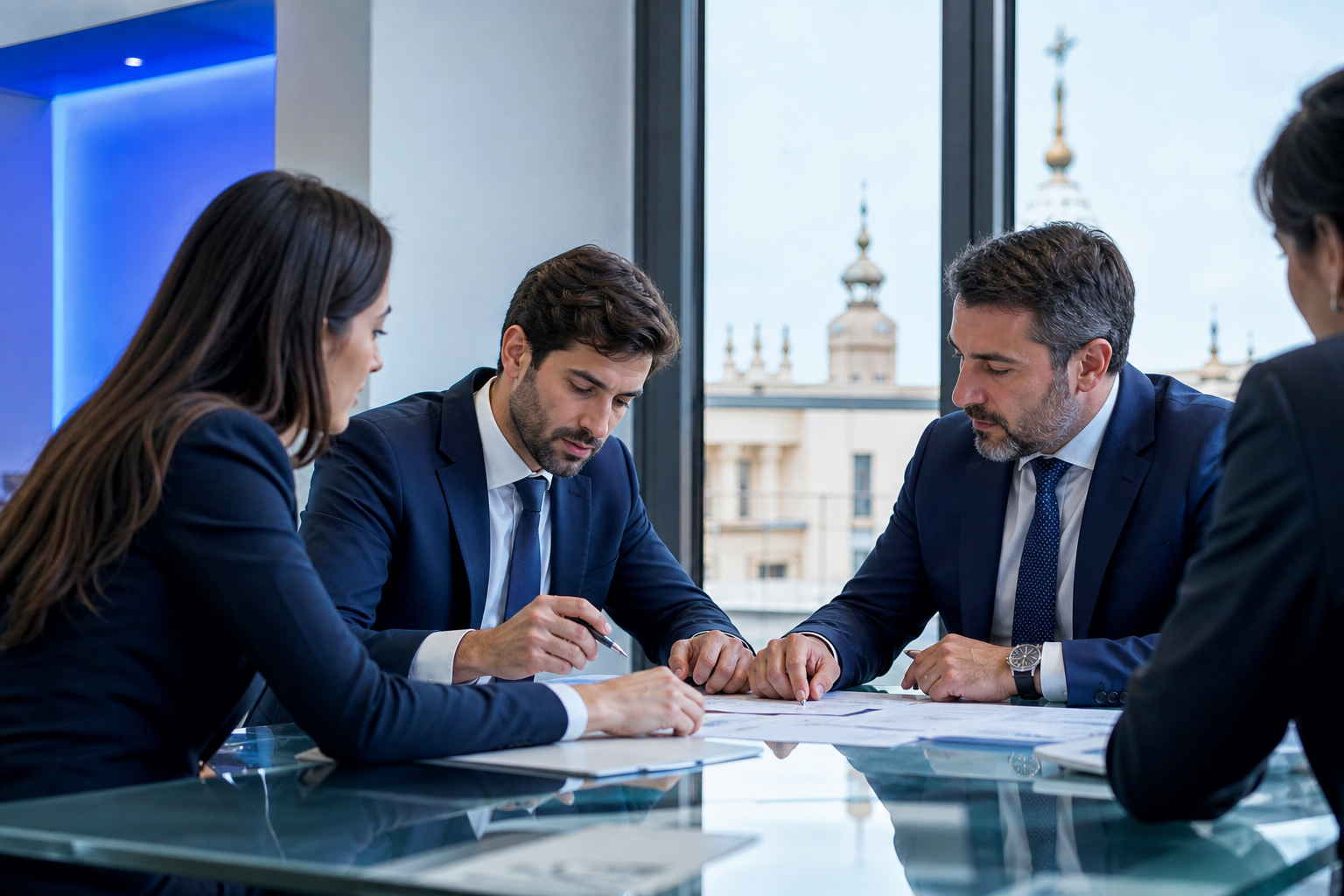 Equipo de asesoría jurídica en Sevilla en reunión corporativa